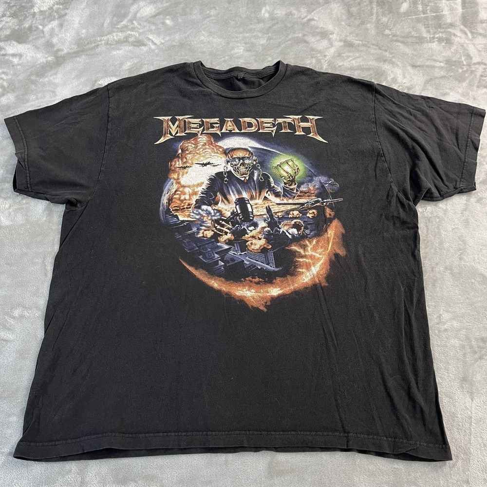 Megadeth Shirt Mens 2XL Black Vic Rattlehead Graphic Metal Band Tee Tour Concert